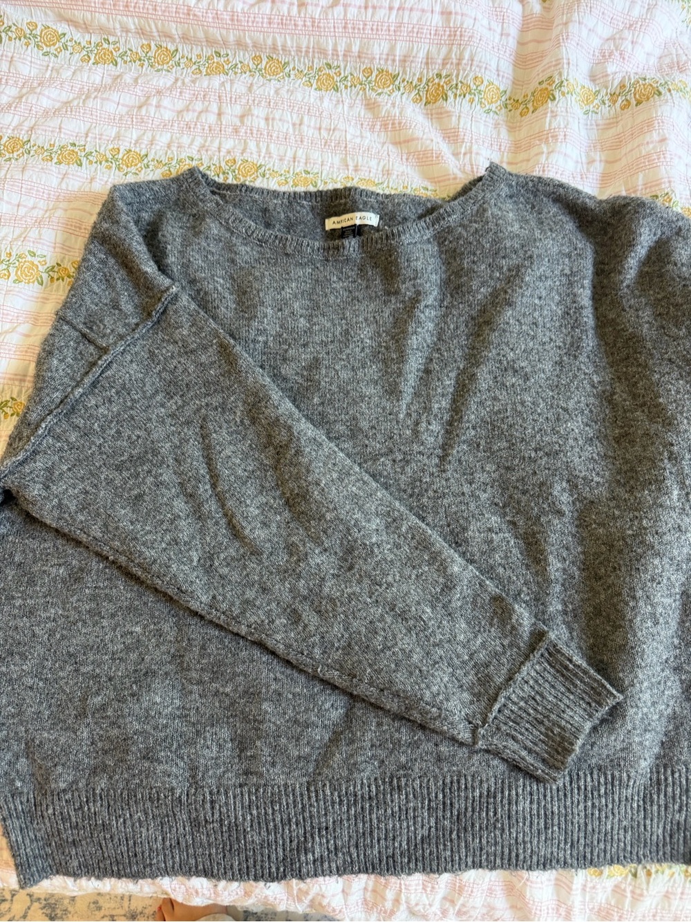 American Eagle Outfitters Off-the-Shoulder Sweater in Heather Gray